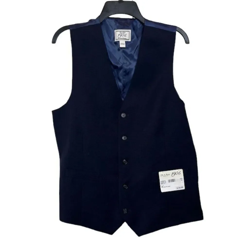 NWT Jos. A. Bank Men's‎ Navy Dress Vest 98% Wool 39 Long